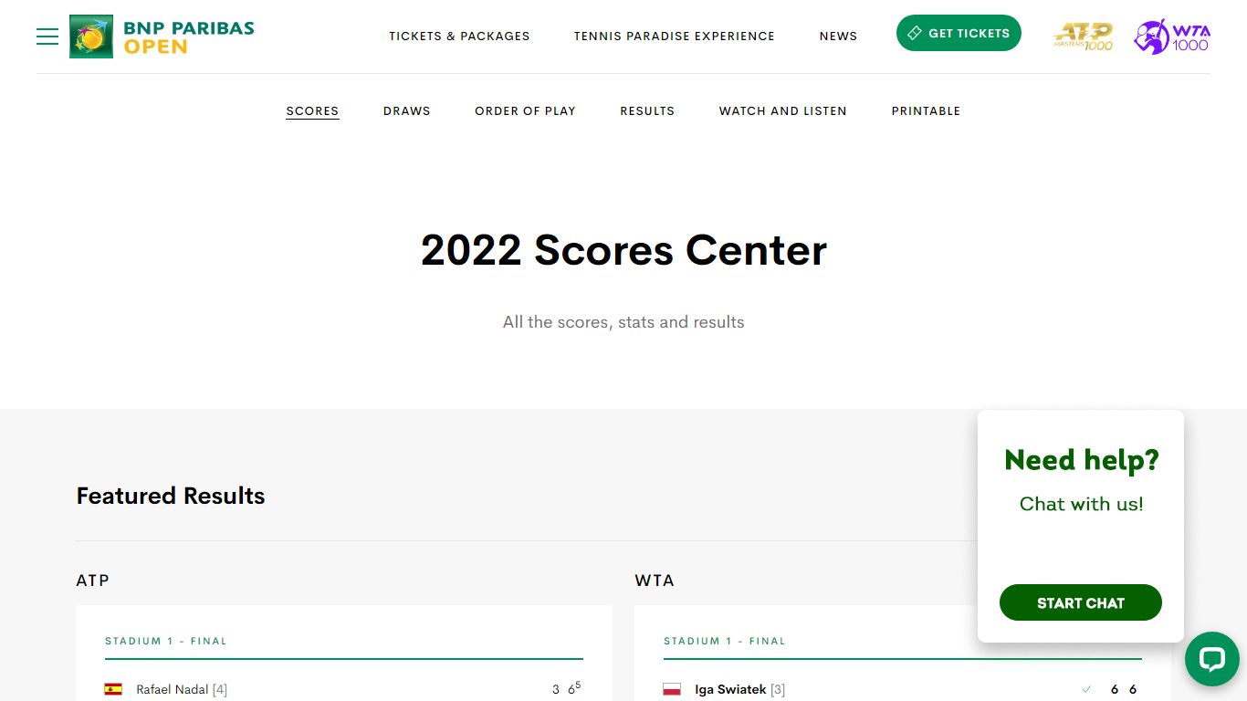 Scores - BNP Paribas Open